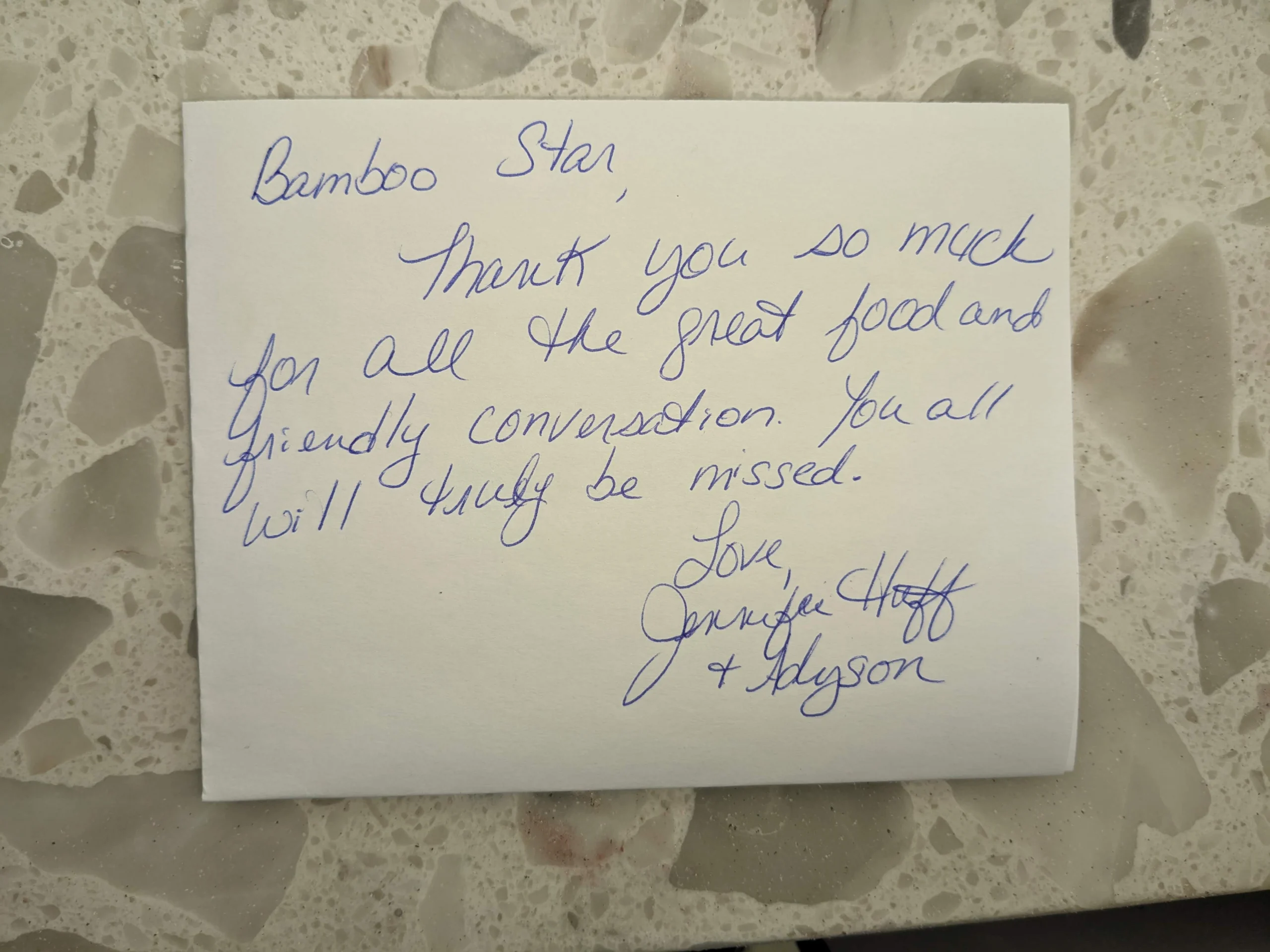 A note from local resident