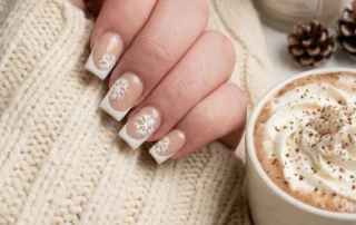 First Snow: White French Tip with a single snow flake.